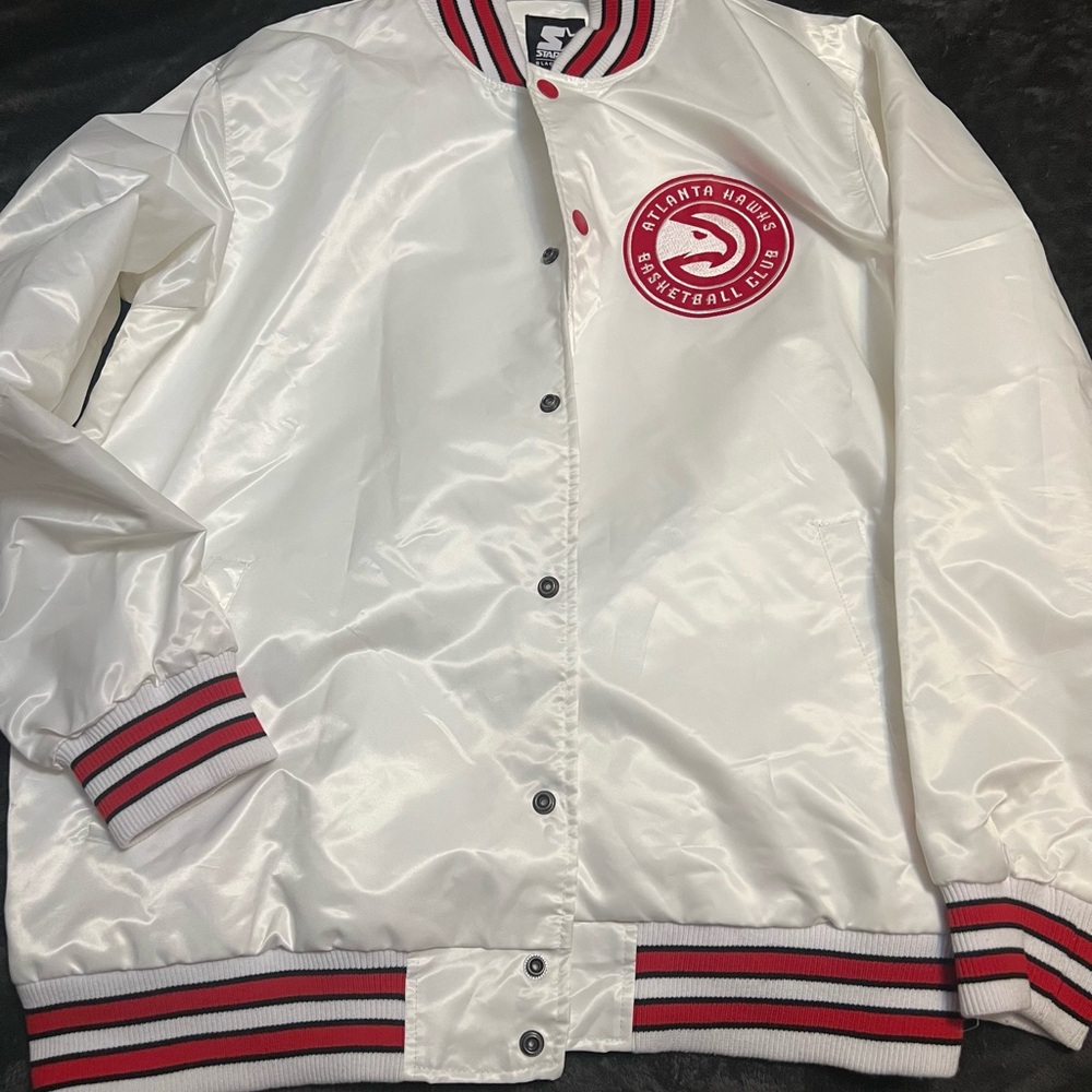 Atlanta Hawks Starter Black Label White Jacket 2XL